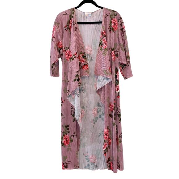 LuLaRoe Sweaters - LuLaRoe Shirley Kimono Cardigan NWT Small Pink Floral Duster Boho Lightweight